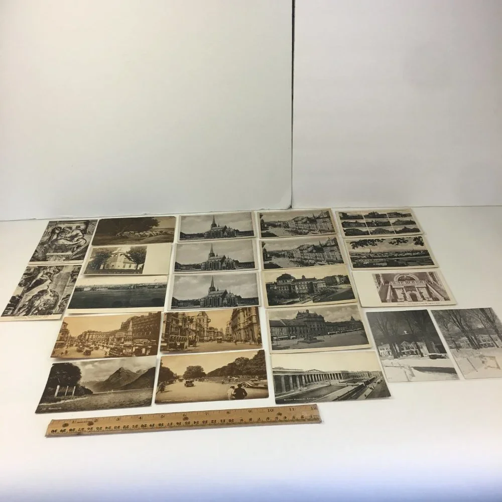 22‎ Vintage Random Black and White Sepia Postcards Unused Upcycle Scrapbook READ